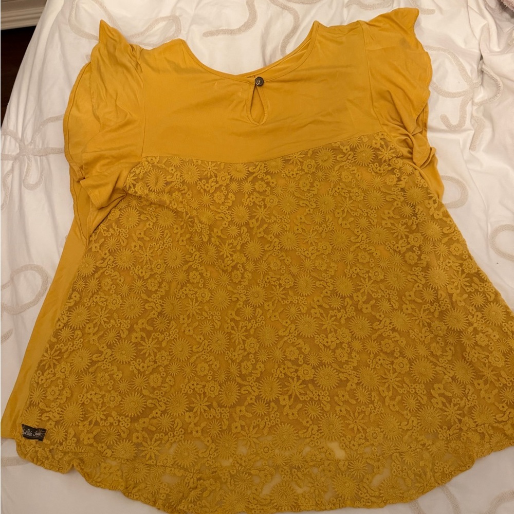 Ladies Matilda Jane Mustard Lace Blouse